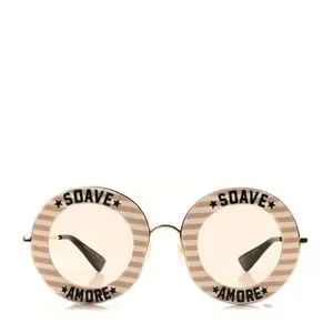 GUCCI WOMENS ROUND NUDE GOLD PINK SUNGLASSES GG0113S-30001560-009 Gucci GG0113S Sunglasses Soave Amore Round Gold Pink 44-140  main image 4